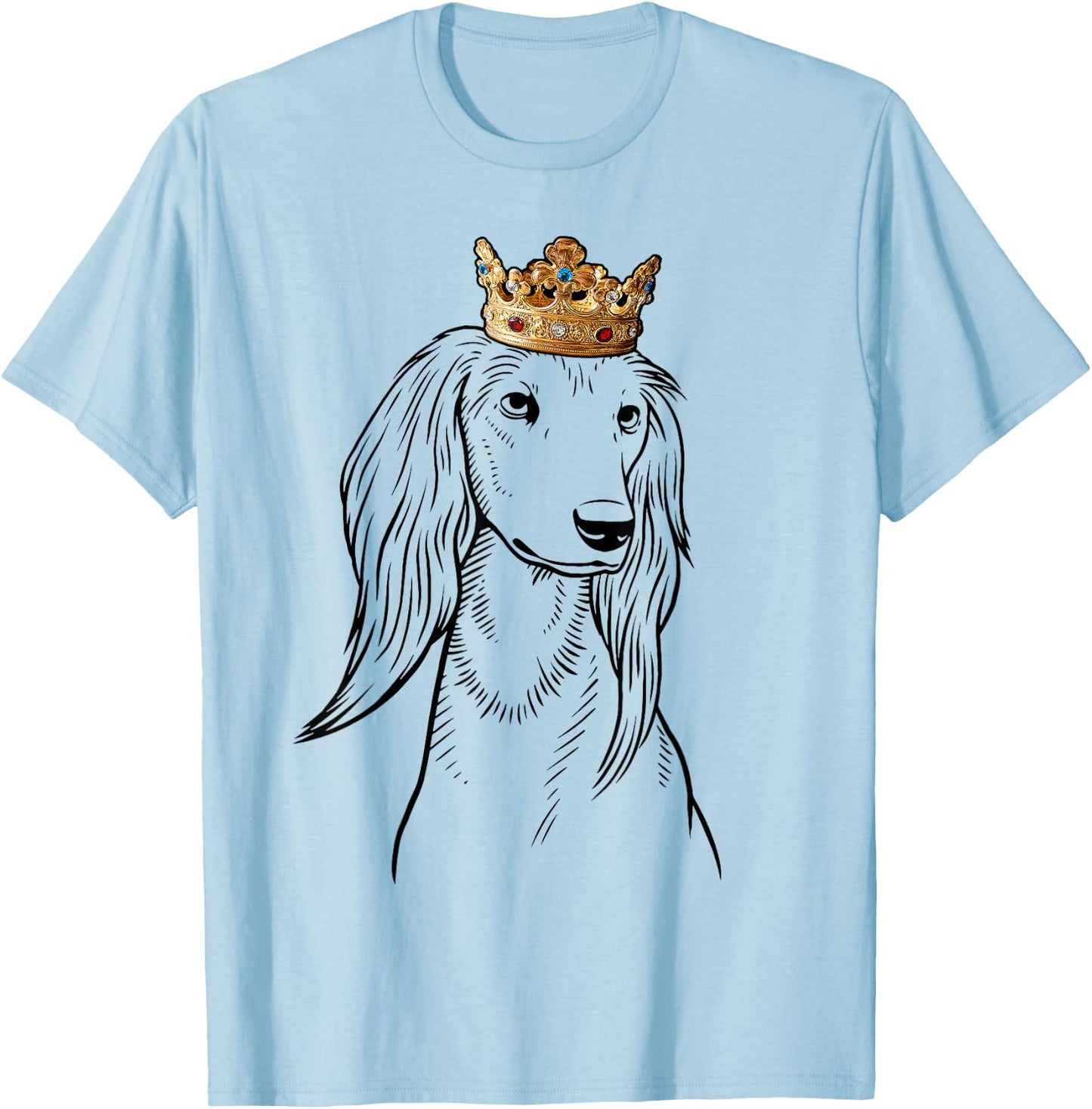 Saluki Dog Wearing Crown T-Shirt - T-Shirt | Light Blue