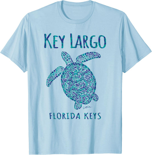 JCombs: Key Largo, FL, Sea Turtle, Beach Men Women Kids T-Shirt - T-Shirt | Light Blue