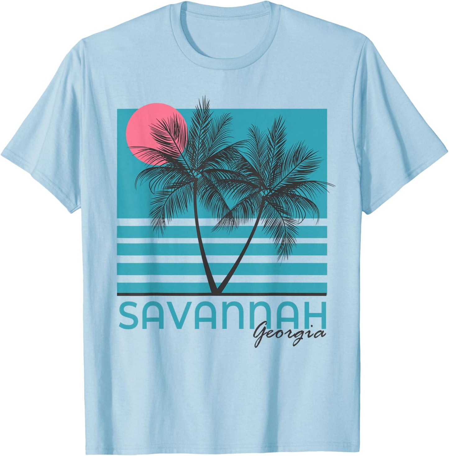 Savannah Georgia Souvenir GA Palm Trees T-Shirt - T-Shirt | Light Blue