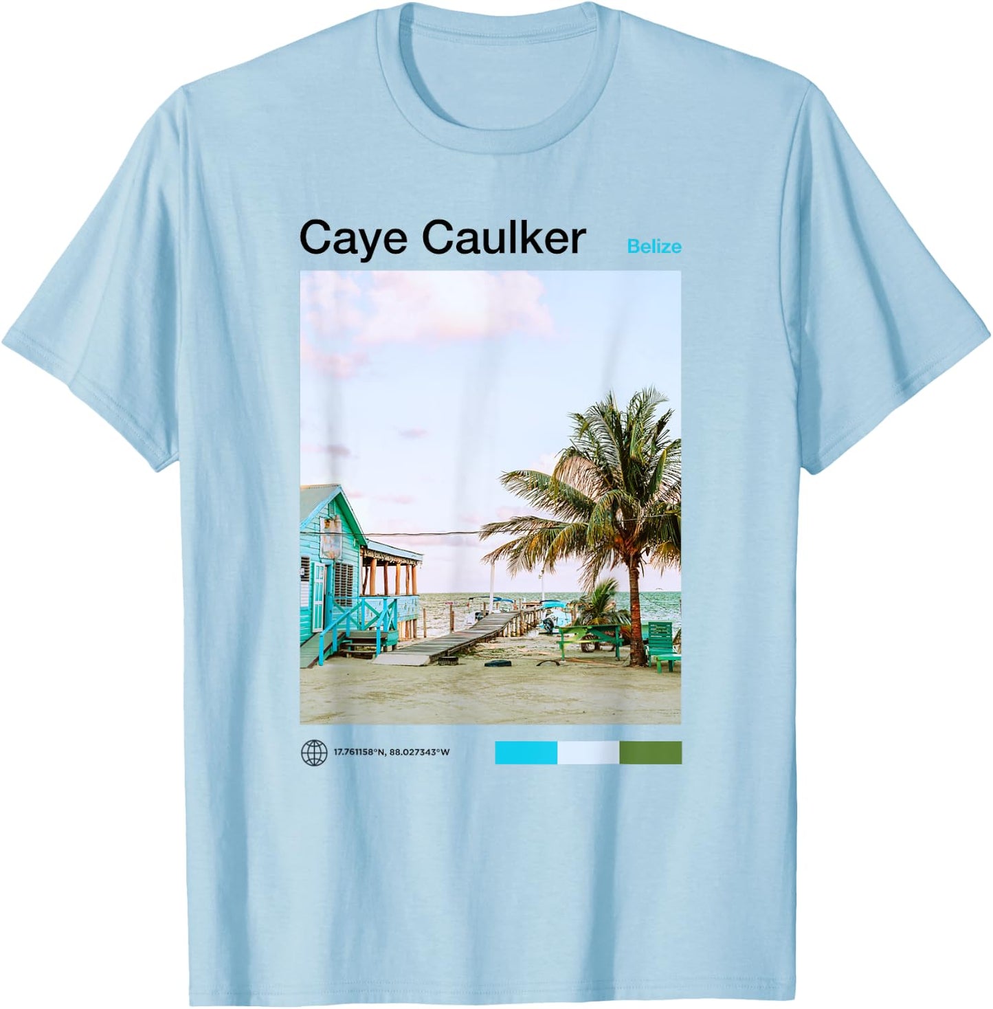 Caye Caulker Travel Art - Belize Souvenir - Belizean T-Shirt - T-Shirt | Light Blue