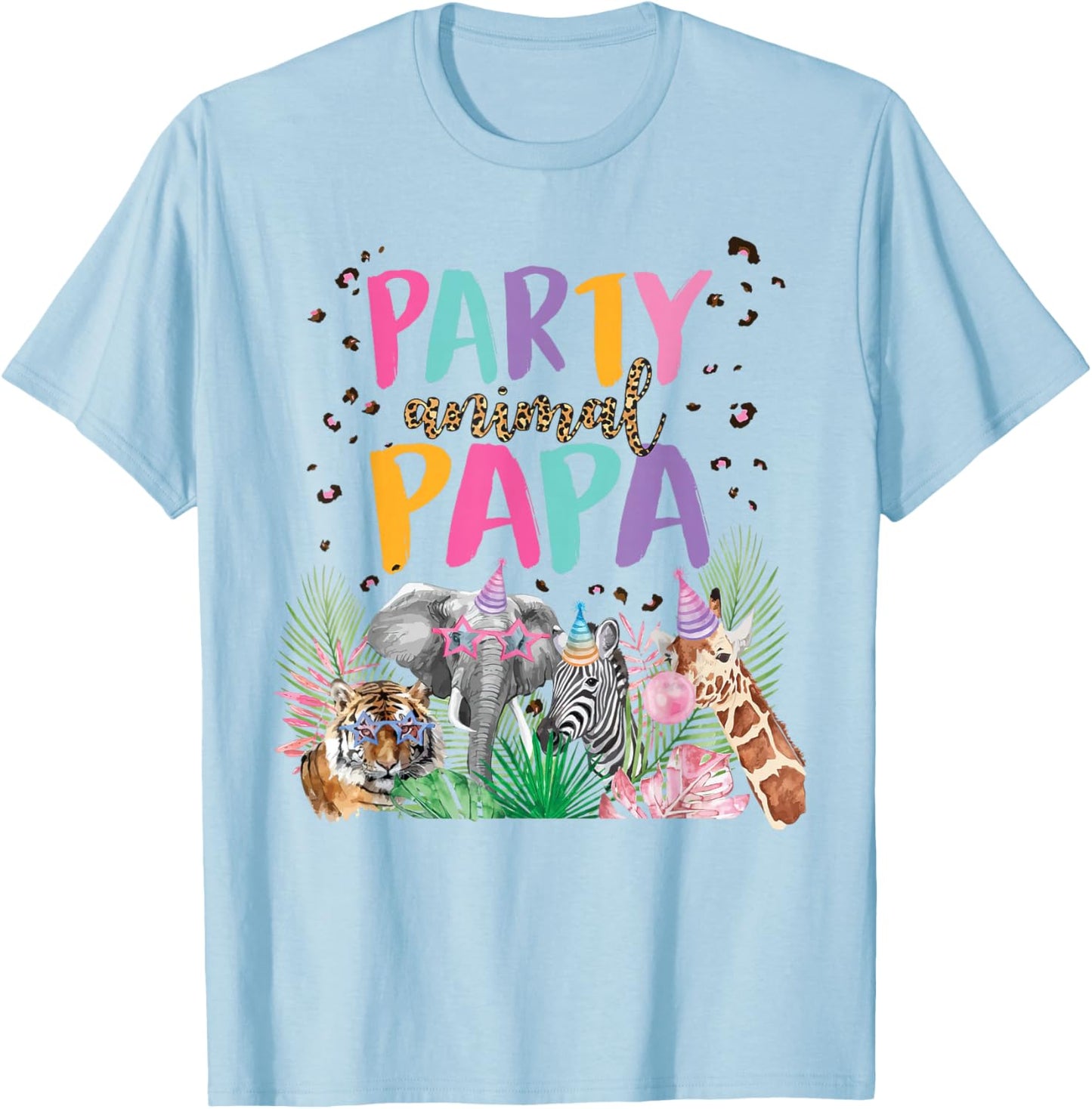 Papa Of The Birthday Boy Girl Zoo Theme Animal Party T-Shirt - T-Shirt | Light Blue