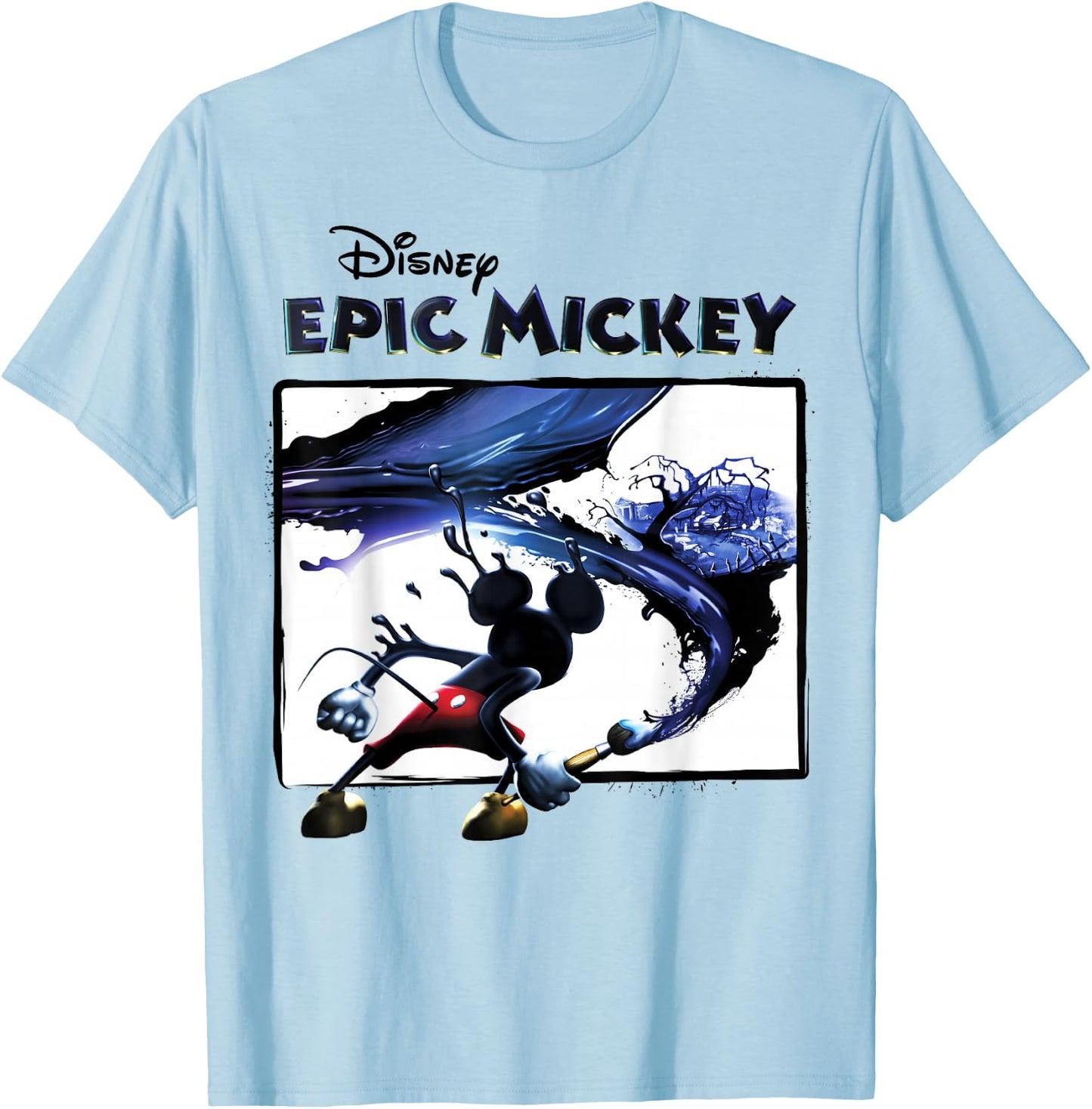 Disney Epic Mickey Painting Portrait T-Shirt - T-Shirt | Light Blue