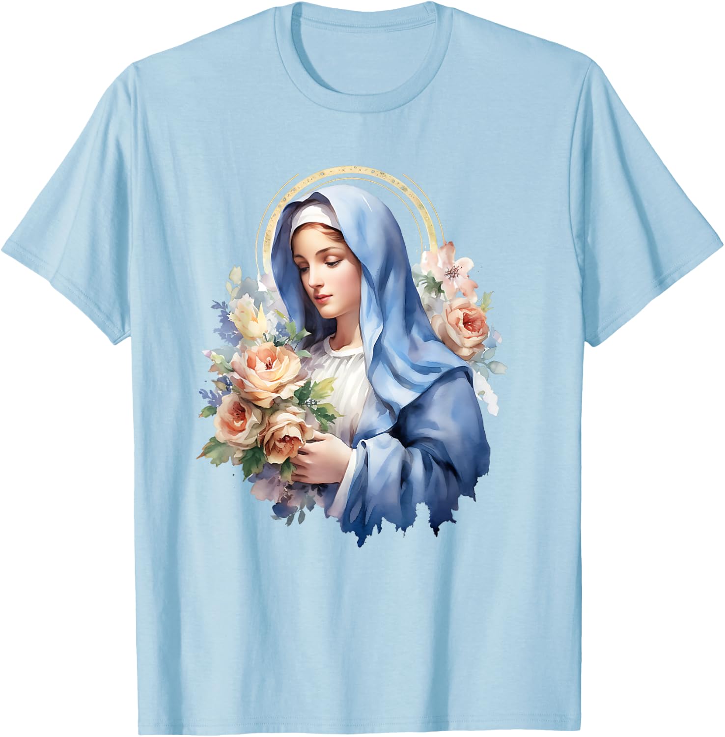 Virgen Mary La Virgen De Guadalupe Rosa Woman T-Shirt - T-Shirt | Light Blue