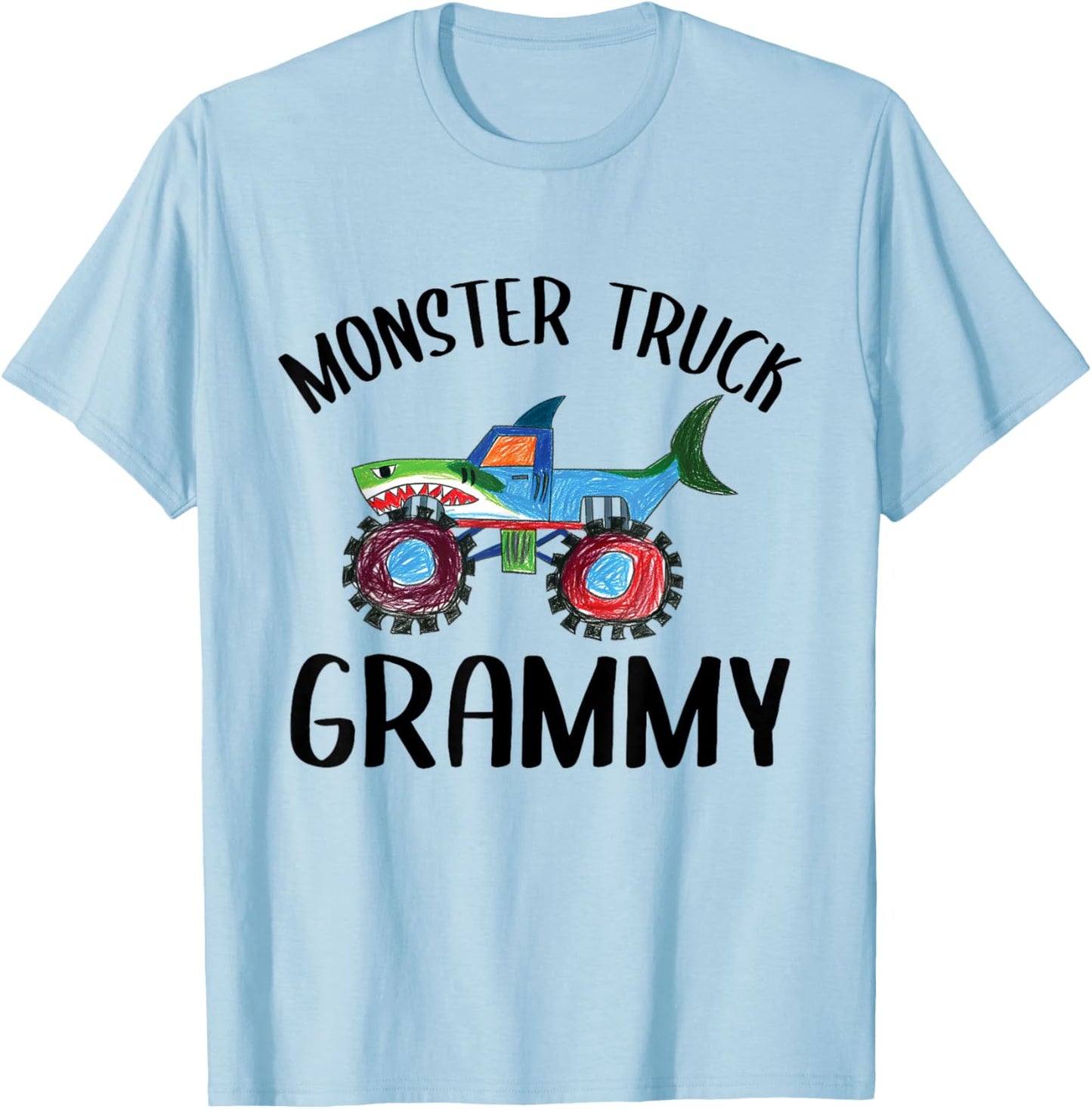 Children's Doodles Draw, Monster Truck Grammy T-Shirt - T-Shirt | Light Blue