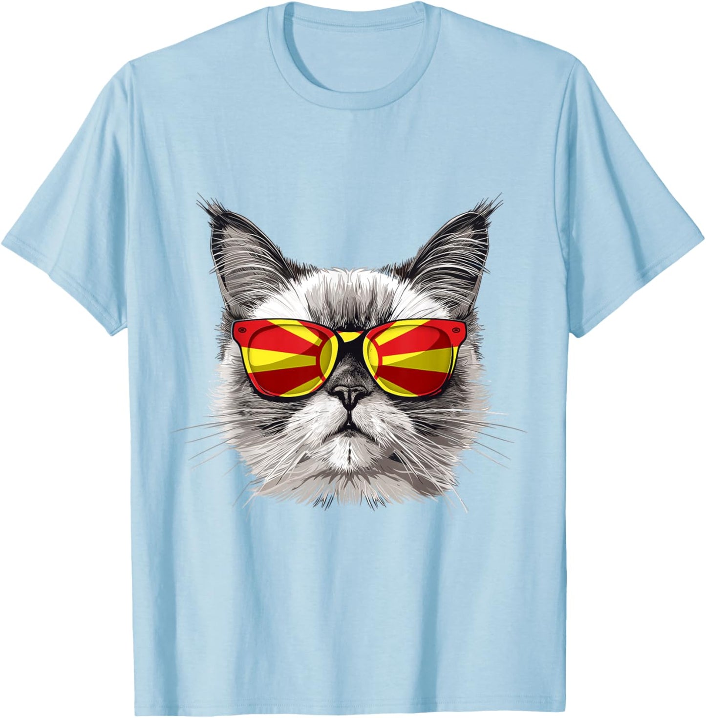 Macedonia Flag Cat Mom Souvenirs Products Kitten Macedonian T-Shirt - T-Shirt | Light Blue