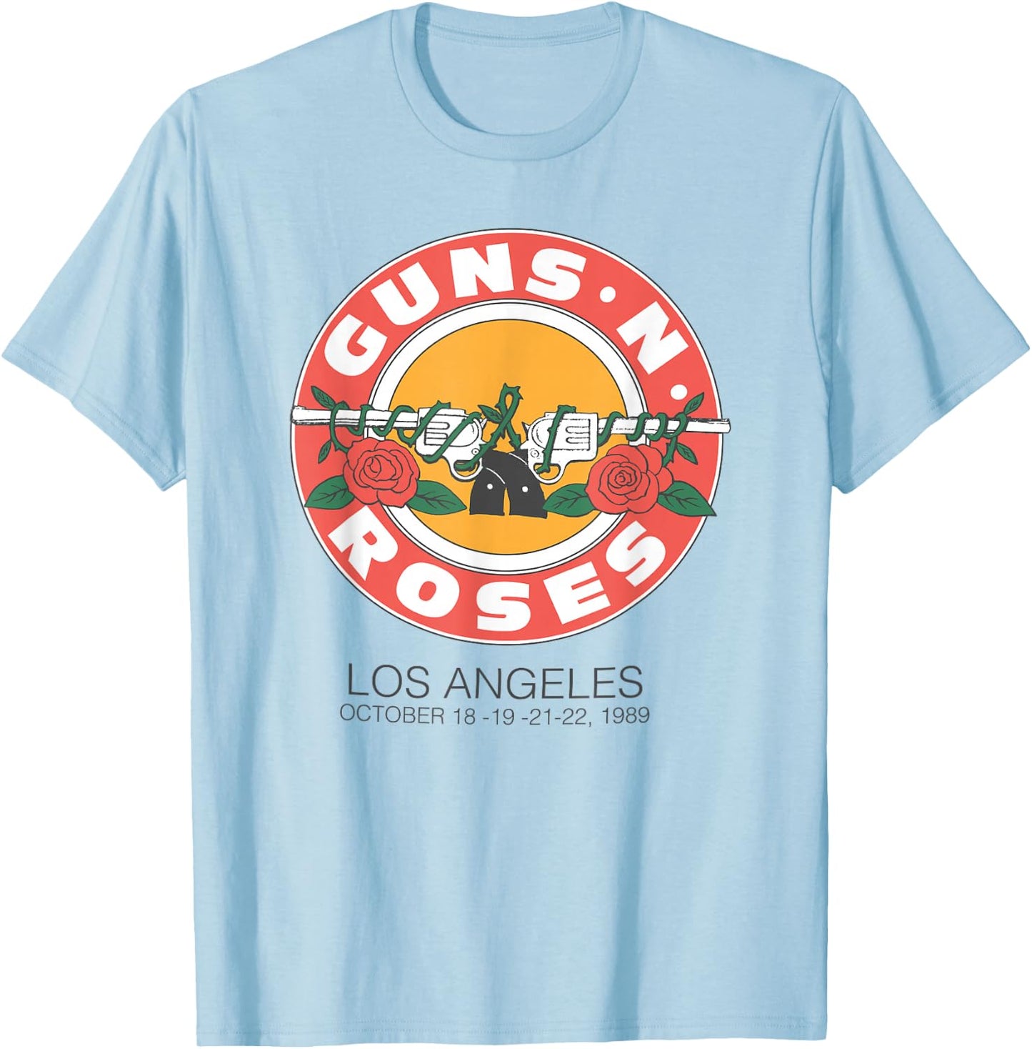 Official Guns N’ Roses 1989 Bullet Seal LA T-Shirt - T-Shirt | Light Blue