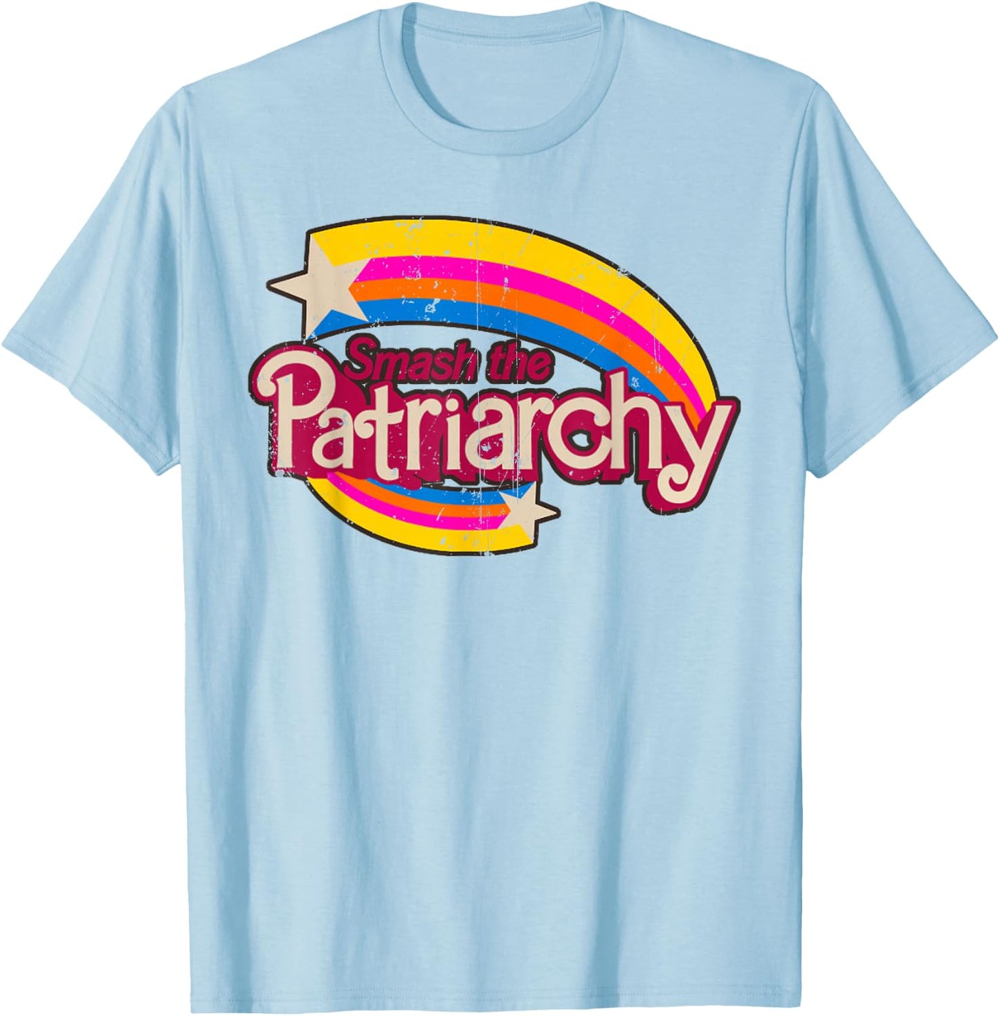 Girl Women Smash The Patriarchy Rainbow T-Shirt - T-Shirt | Light Blue