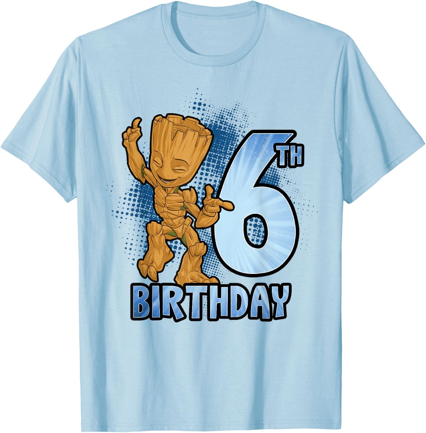 Marvel Guardians of The Galaxy Baby Groot 6th Birthday T-Shirt - T-Shirt | Light Blue
