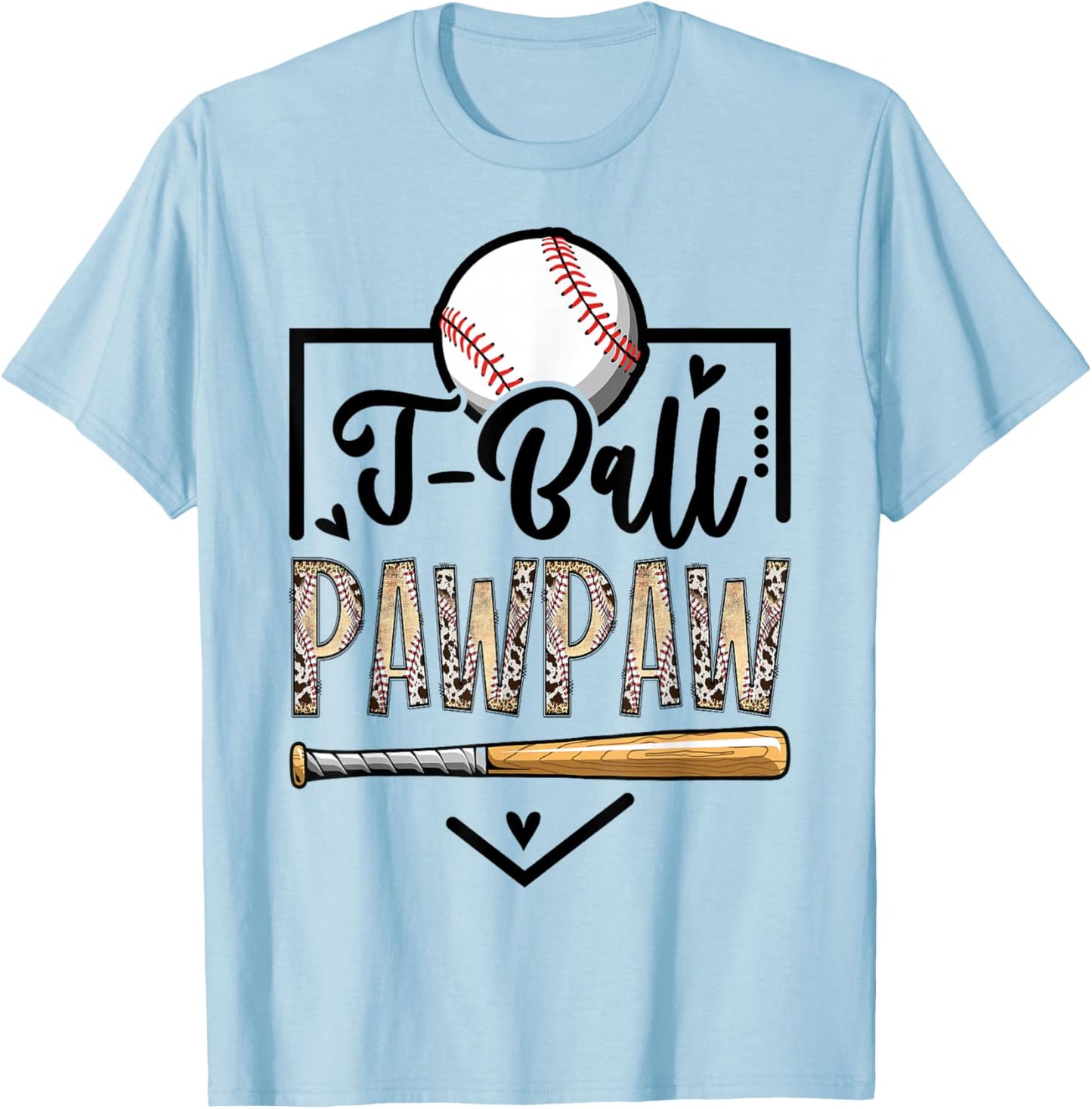 T-Ball Pawpaw Leopard Funny Ball Game Day T-Shirt - T-Shirt | Light Blue