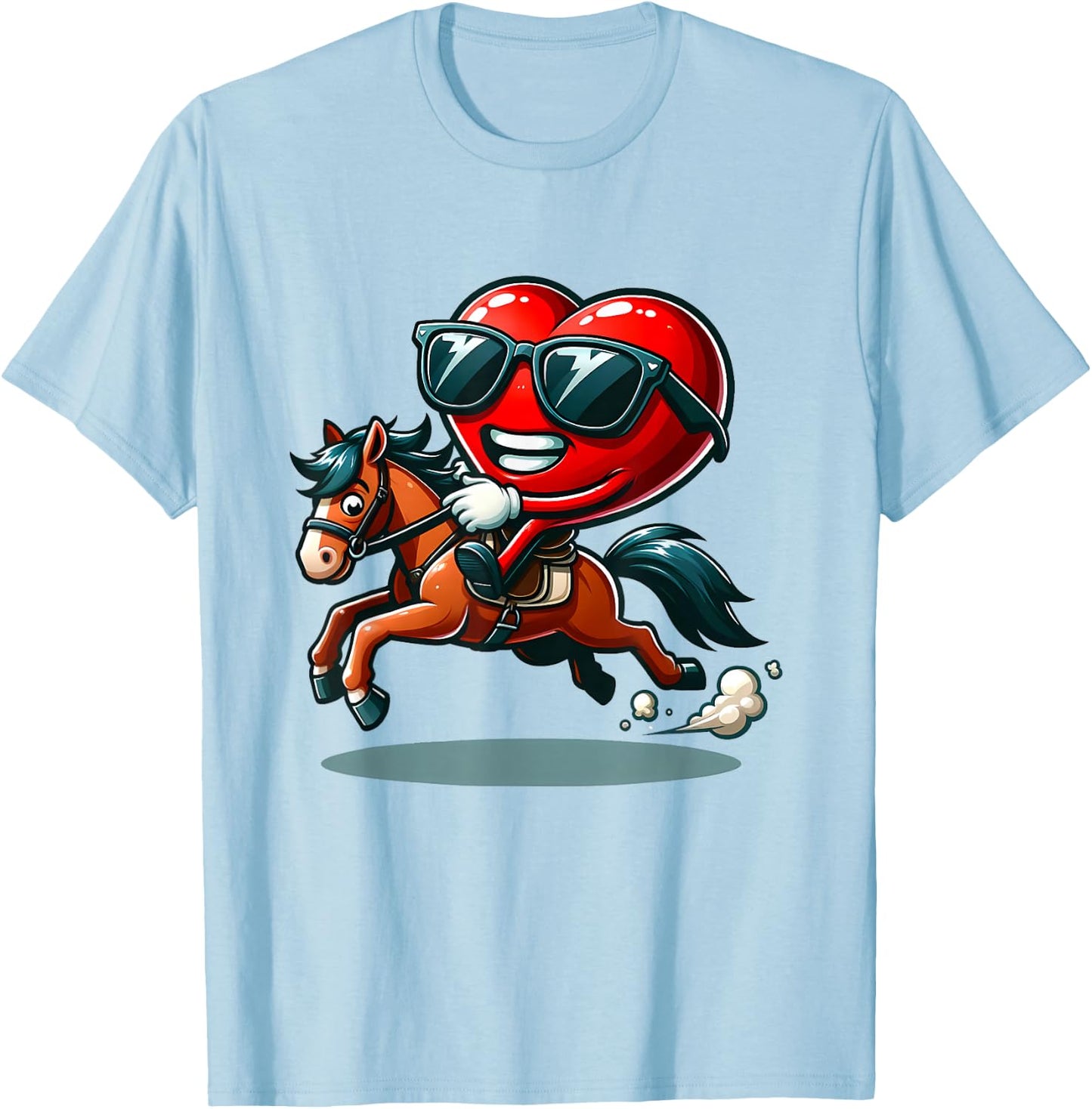 Funny Valentine Horse Riding Lover Horses Enthusiast Hearts T-Shirt - T-Shirt | Light Blue