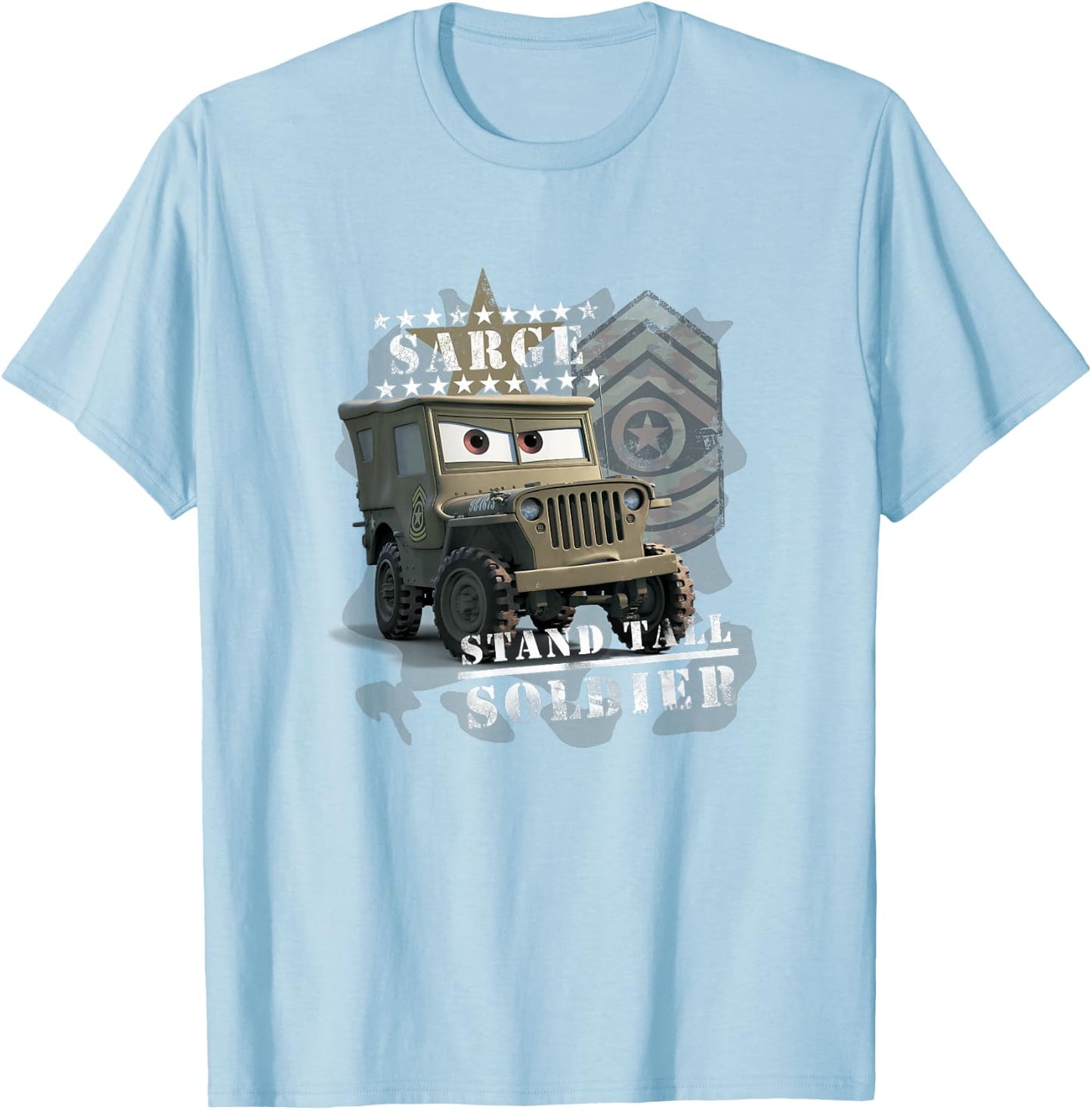 Disney Pixar Cars Sarge Stand Tall Soldier Vintage Shot T-Shirt - T-Shirt | Light Blue
