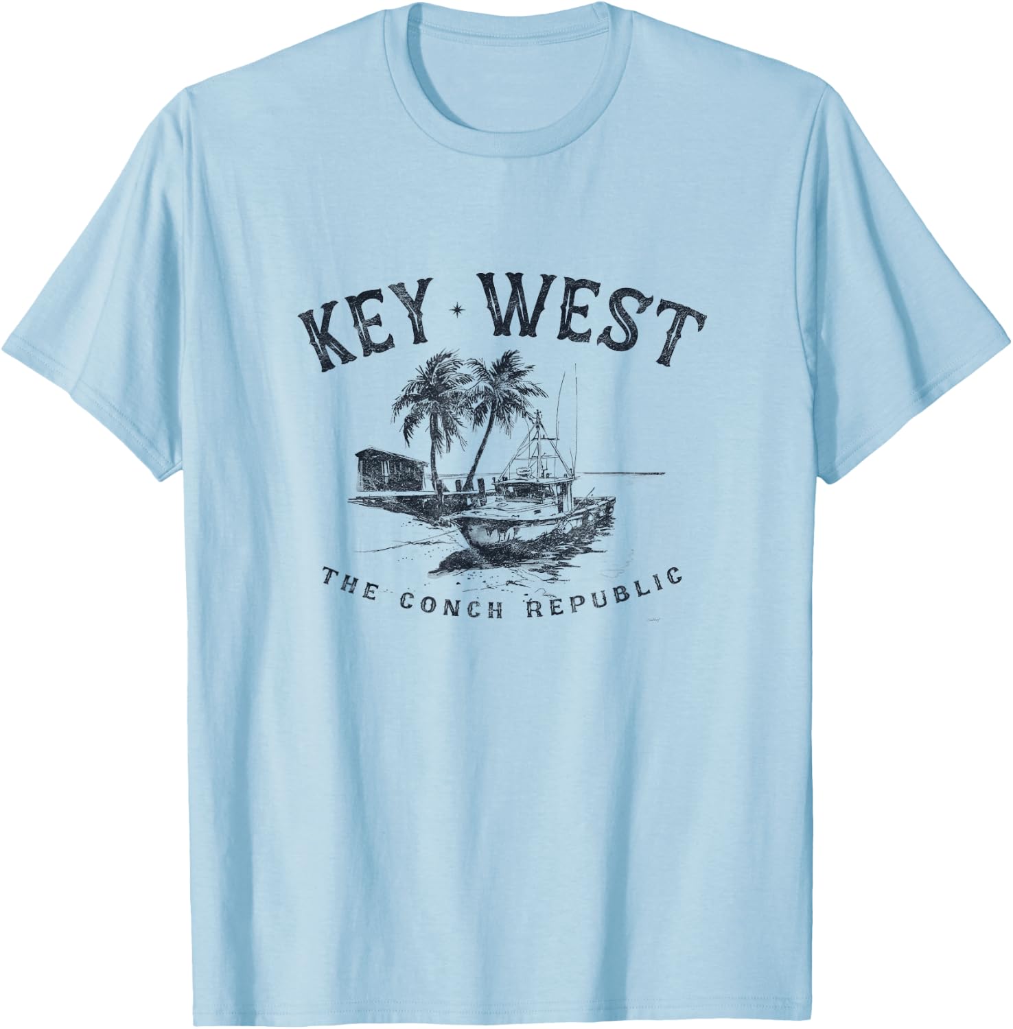 Key West Fishing Boat Conch Republic Tackle Gift T-Shirt - T-Shirt | Light Blue