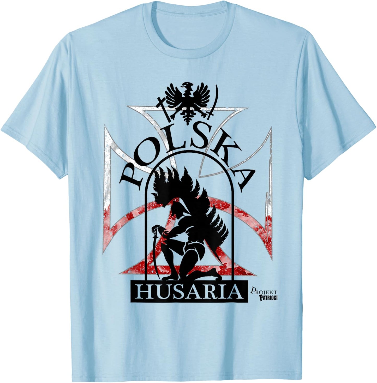 Polska Husaria Polish Hussar Winged Warrior Husaria T-Shirt - T-Shirt | Light Blue