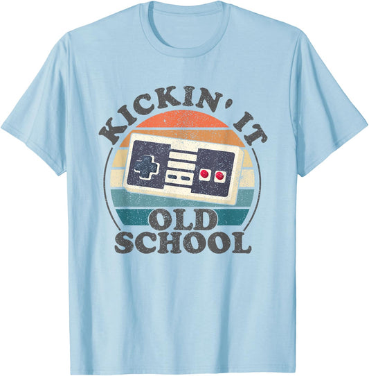 Kickin It Old School Retro 80s Video Game Gaming Gamer Gift T-Shirt - T-Shirt | Light Blue