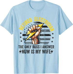 Retired Electrician Retiring Electrical Engineer Retirement T-Shirt - T-Shirt | Light Blue