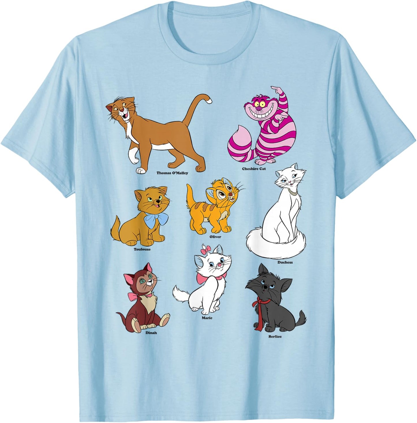 Disney Mickey And Friends Cats Portraits T-Shirt - T-Shirt | Light Blue