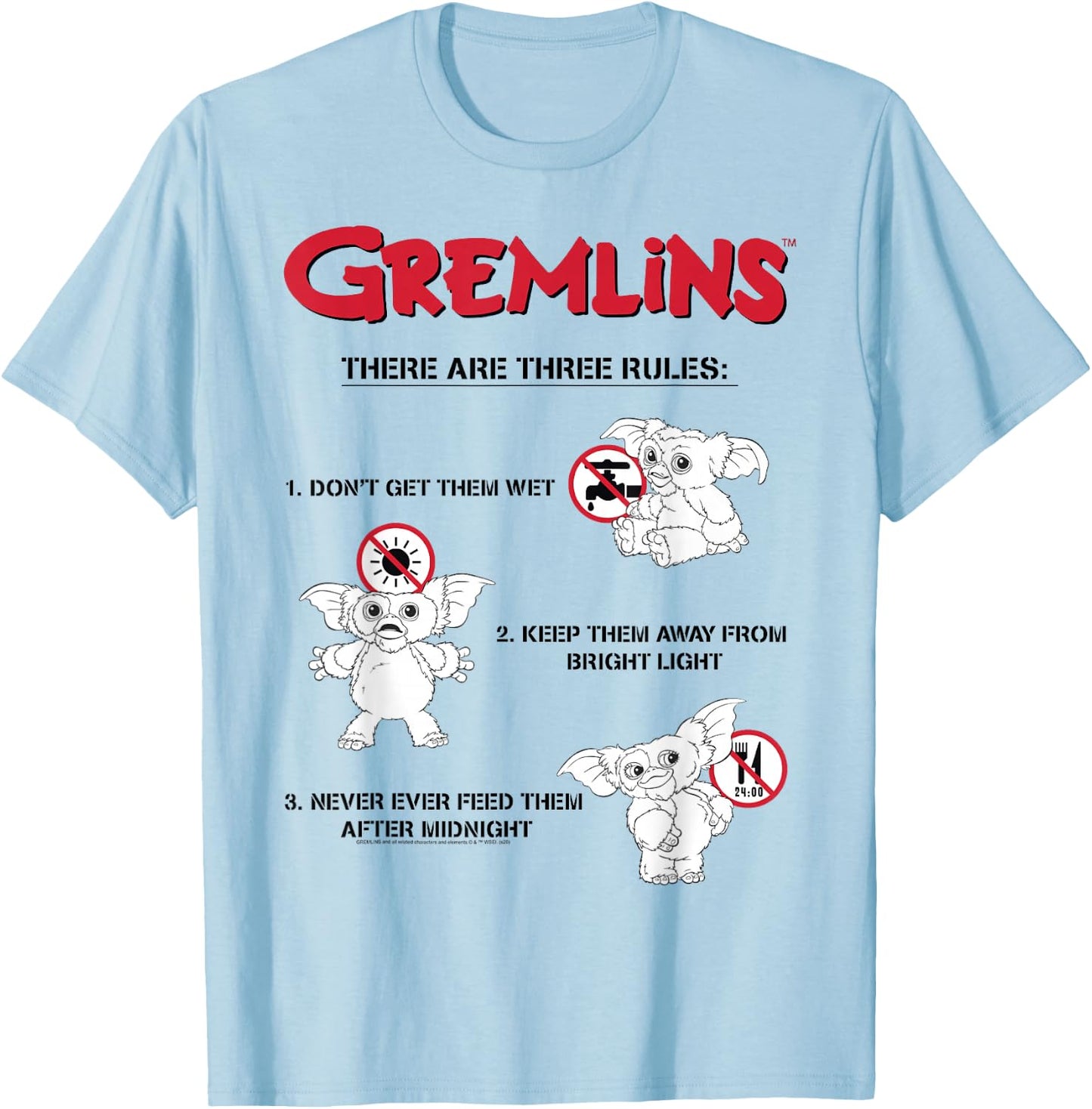 Gremlins There Are Three Rules T-Shirt - T-Shirt | Light Blue