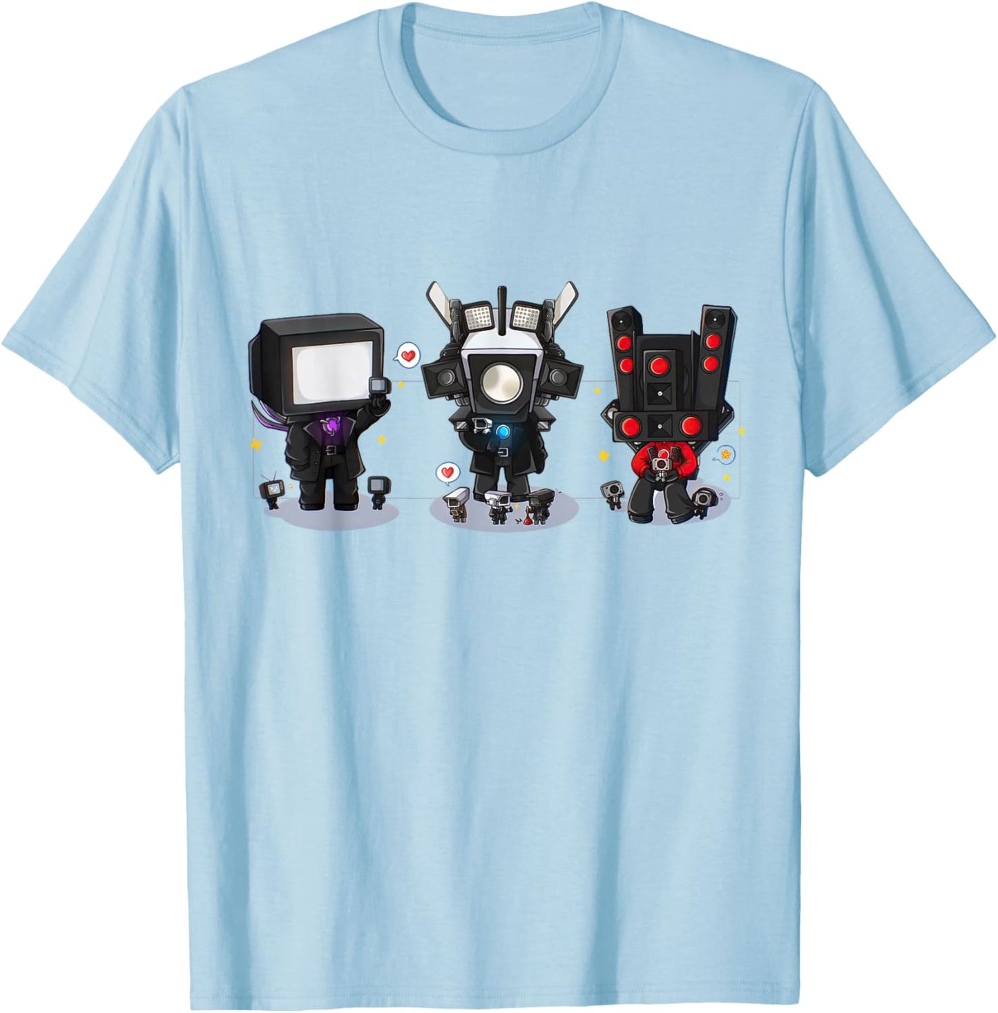 Skibidi Toilet Speakerman Cameraman, Toilet ,Tvman T-Shirt - T-Shirt | Light Blue