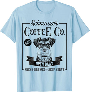 Retro Miniature Schnauzer Coffee Funny Dog Mom Coffee Lover T-Shirt - T-Shirt | Light Blue