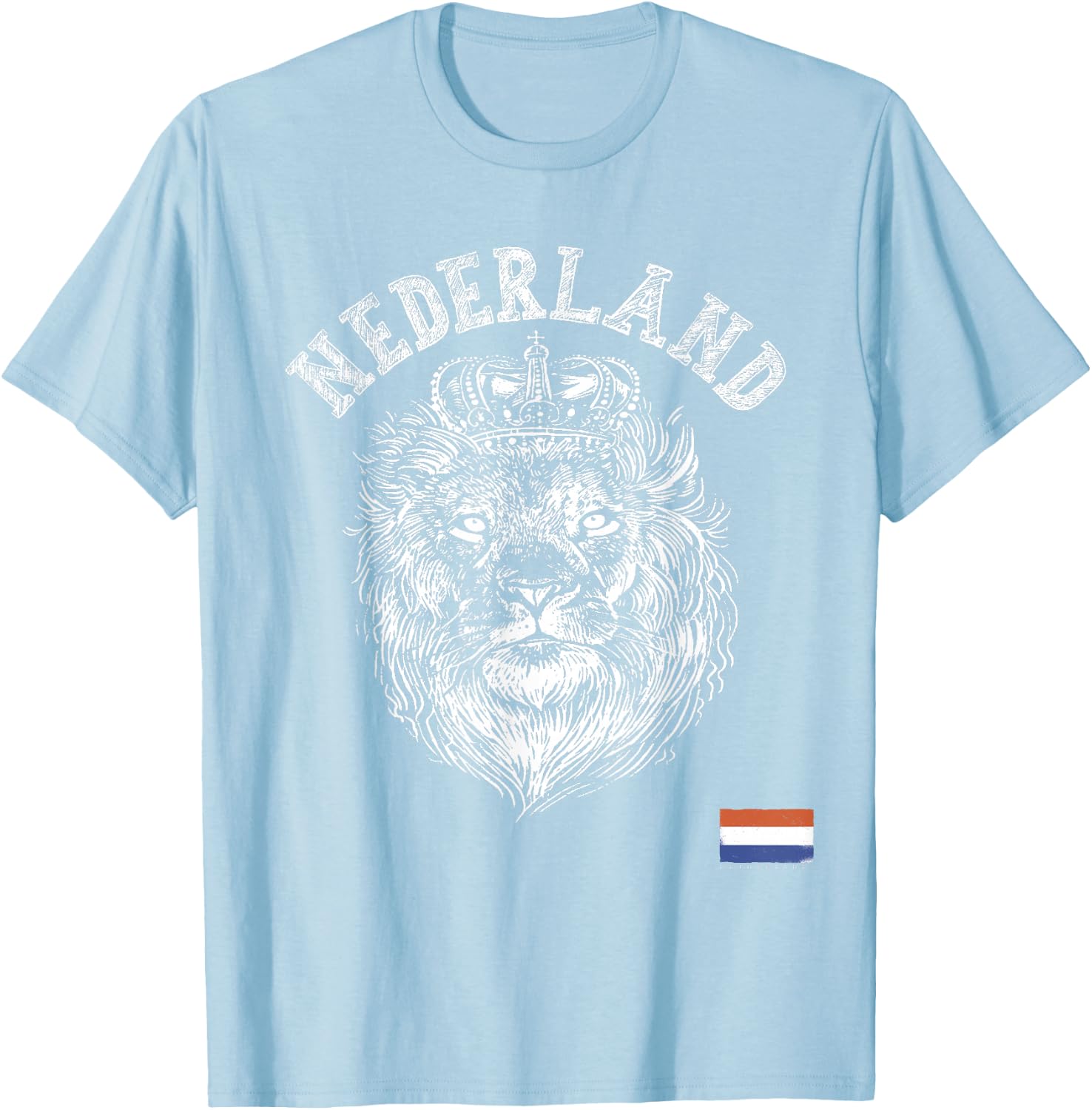 Nederland Reto Netherlands Lion Holland Dutch Men and Women T-Shirt - T-Shirt | Light Blue