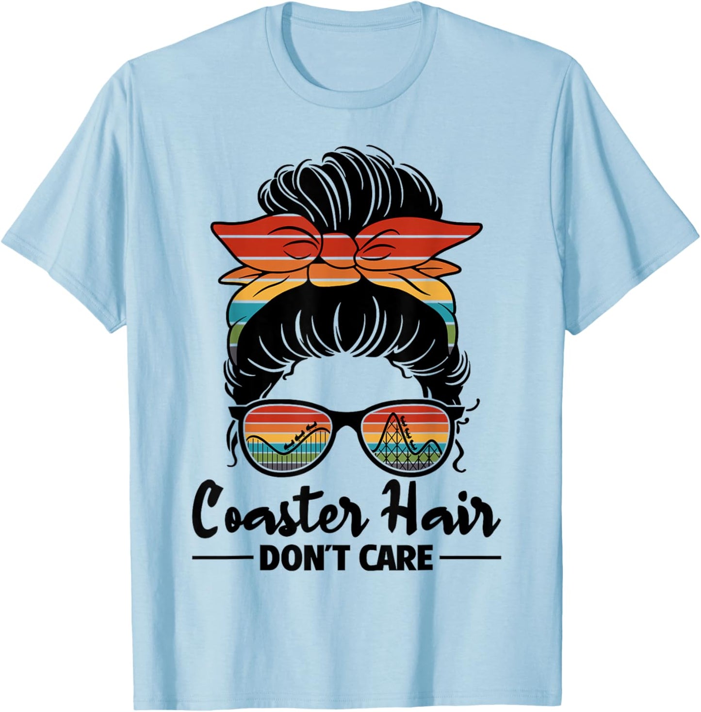 Coaster Hair Don't Care Roller Coaster Women Rollercoaster T-Shirt - T-Shirt | Light Blue