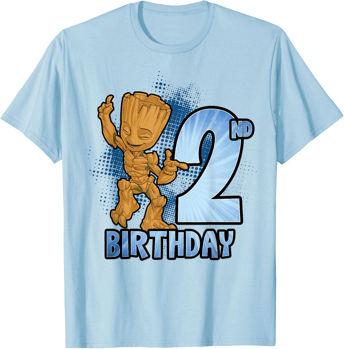 Marvel Guardians Of The Galaxy Baby Groot 2nd Birthday T-Shirt - T-Shirt | Light Blue