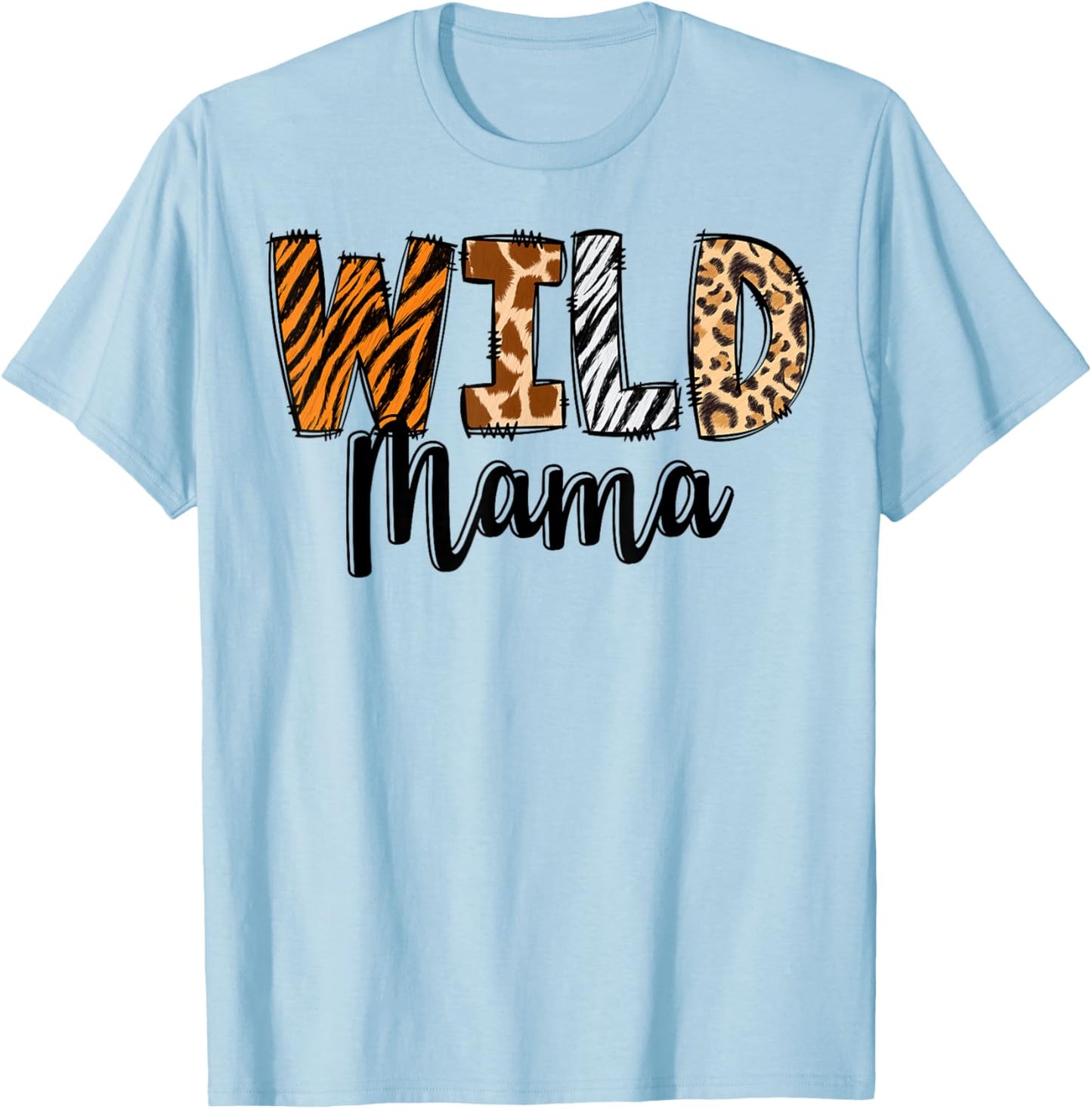 Wild Mama Zoo Born Two Be Wild B-day Safari Jungle Animal T-Shirt - T-Shirt | Light Blue