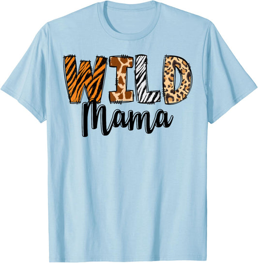 Wild Mama Zoo Born Two Be Wild B-day Safari Jungle Animal T-Shirt - T-Shirt | Light Blue