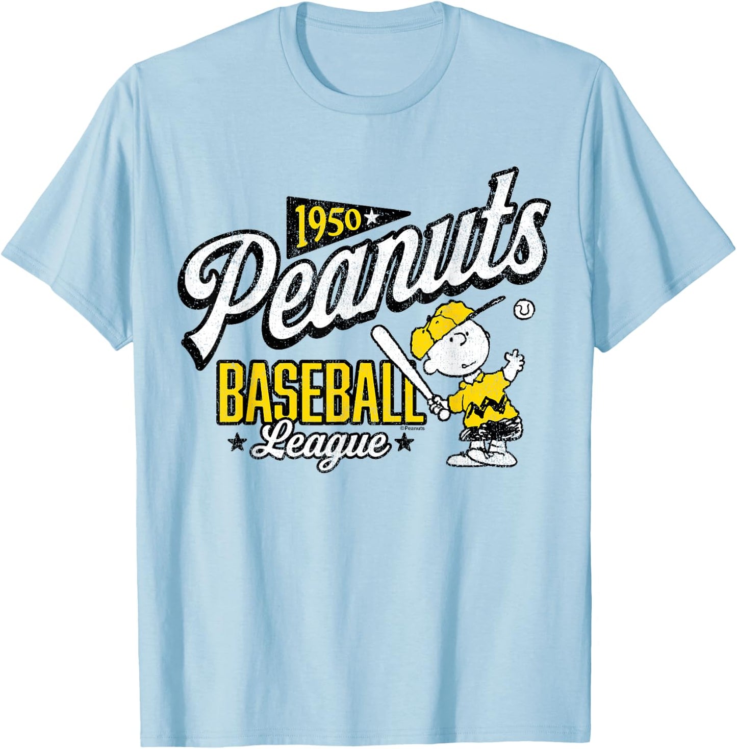 Peanuts - Charlie Brown Baseball League 1950 T-Shirt - T-Shirt | Light Blue