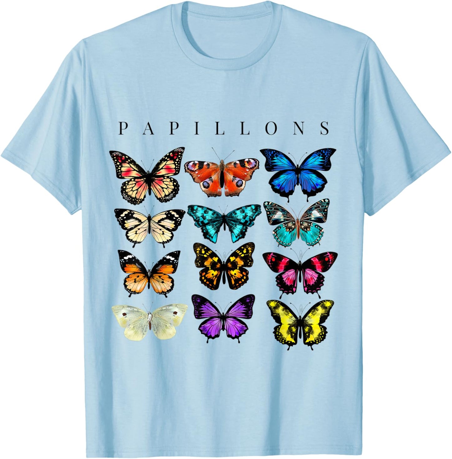 Butterfly Butterflies Botanical Boho Monarch Summer Insect Men Women Kids T-Shirt - T-Shirt | Light Blue