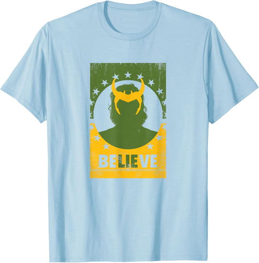 Marvel Loki BeLIEve Poster V1 T-Shirt - T-Shirt | Light Blue