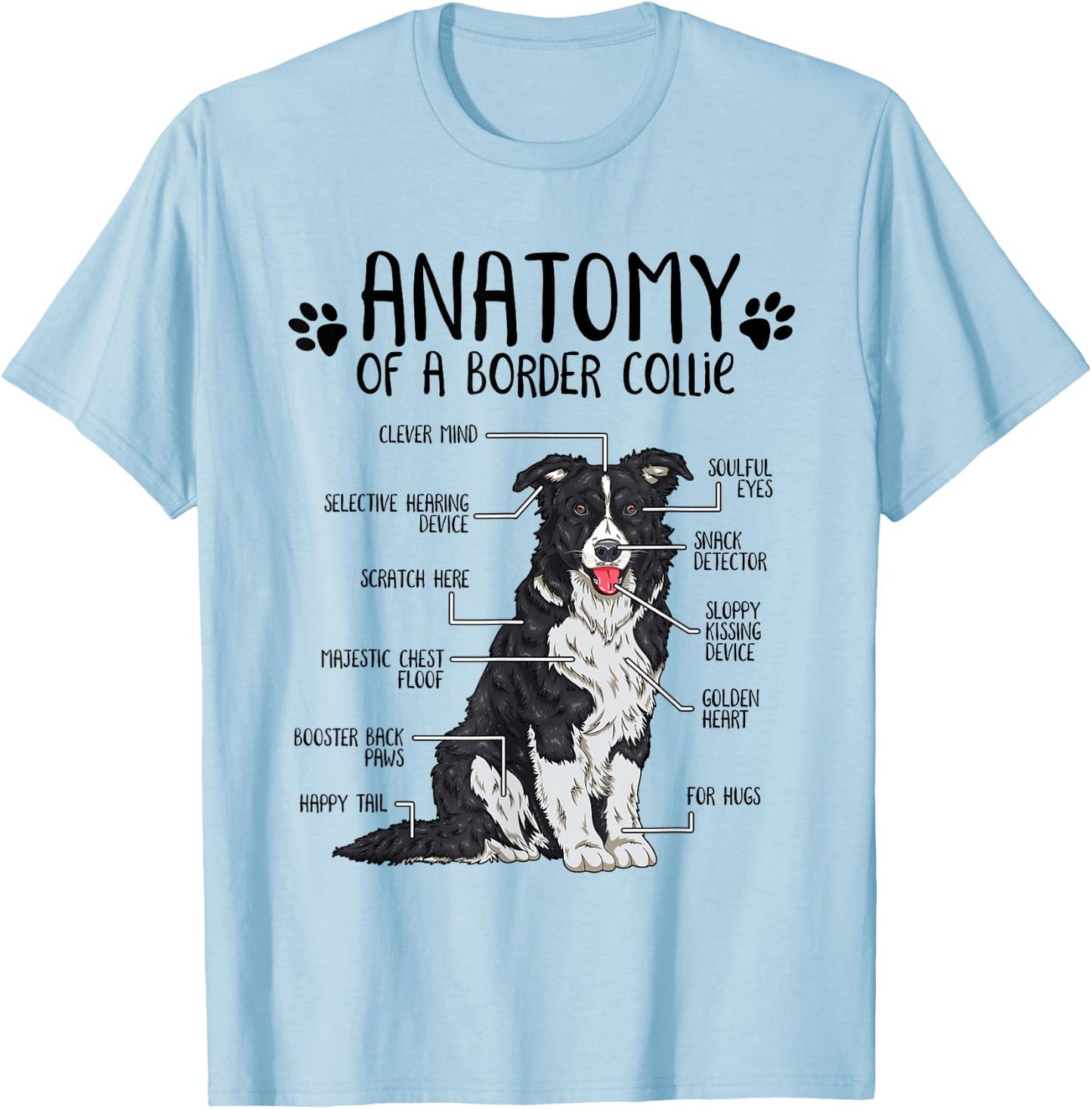 Funny Anatomy Border Collie Dog Lover Border Collie Owner T-Shirt - T-Shirt | Light Blue