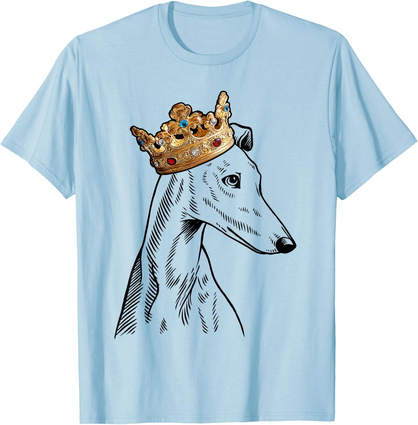 Greyhound Dog Wearing Crown T-Shirt - T-Shirt | Light Blue