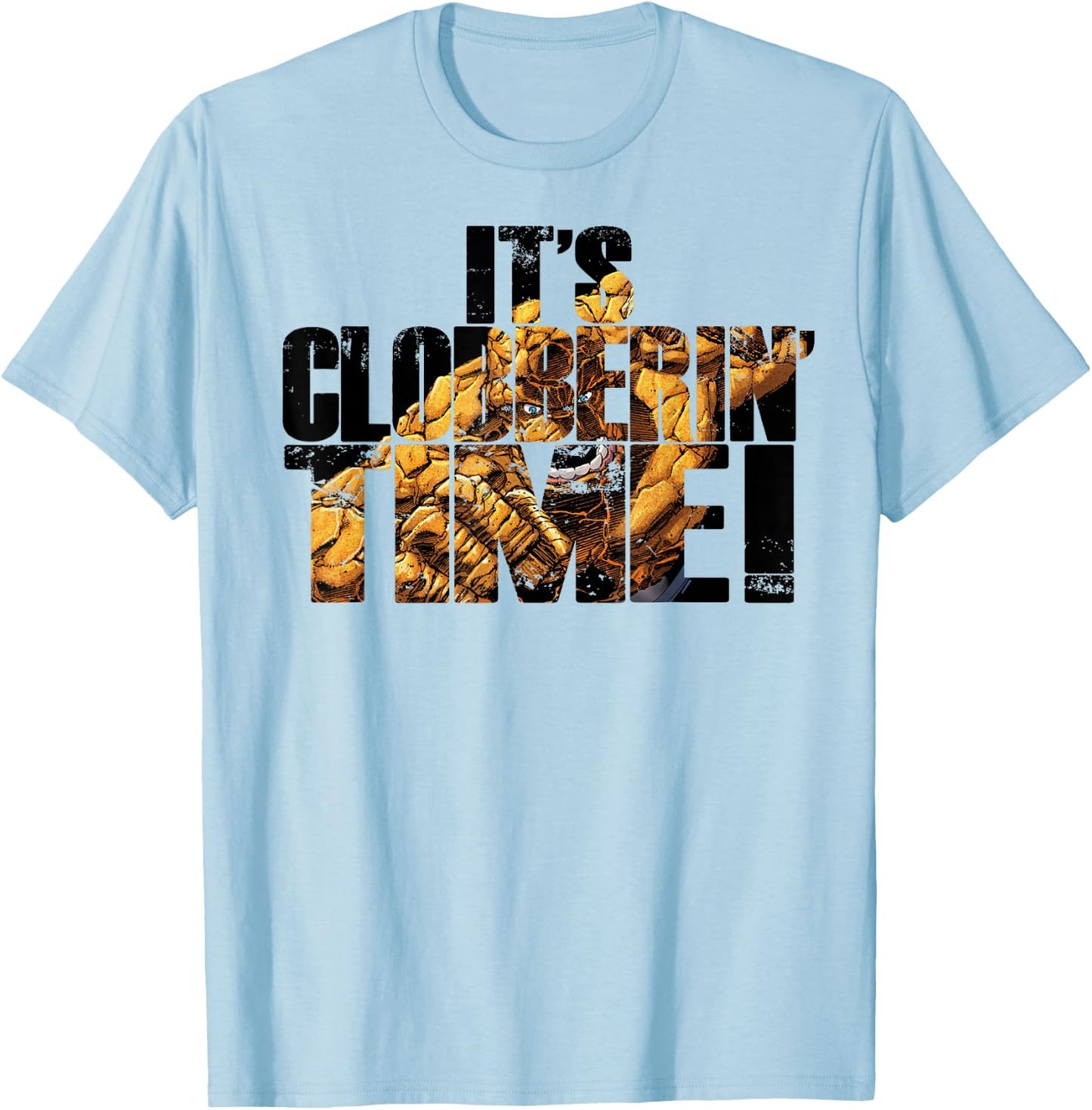 Marvel Fantastic Four It's Clobberin' Time Text Fill T-Shirt - T-Shirt | Light Blue