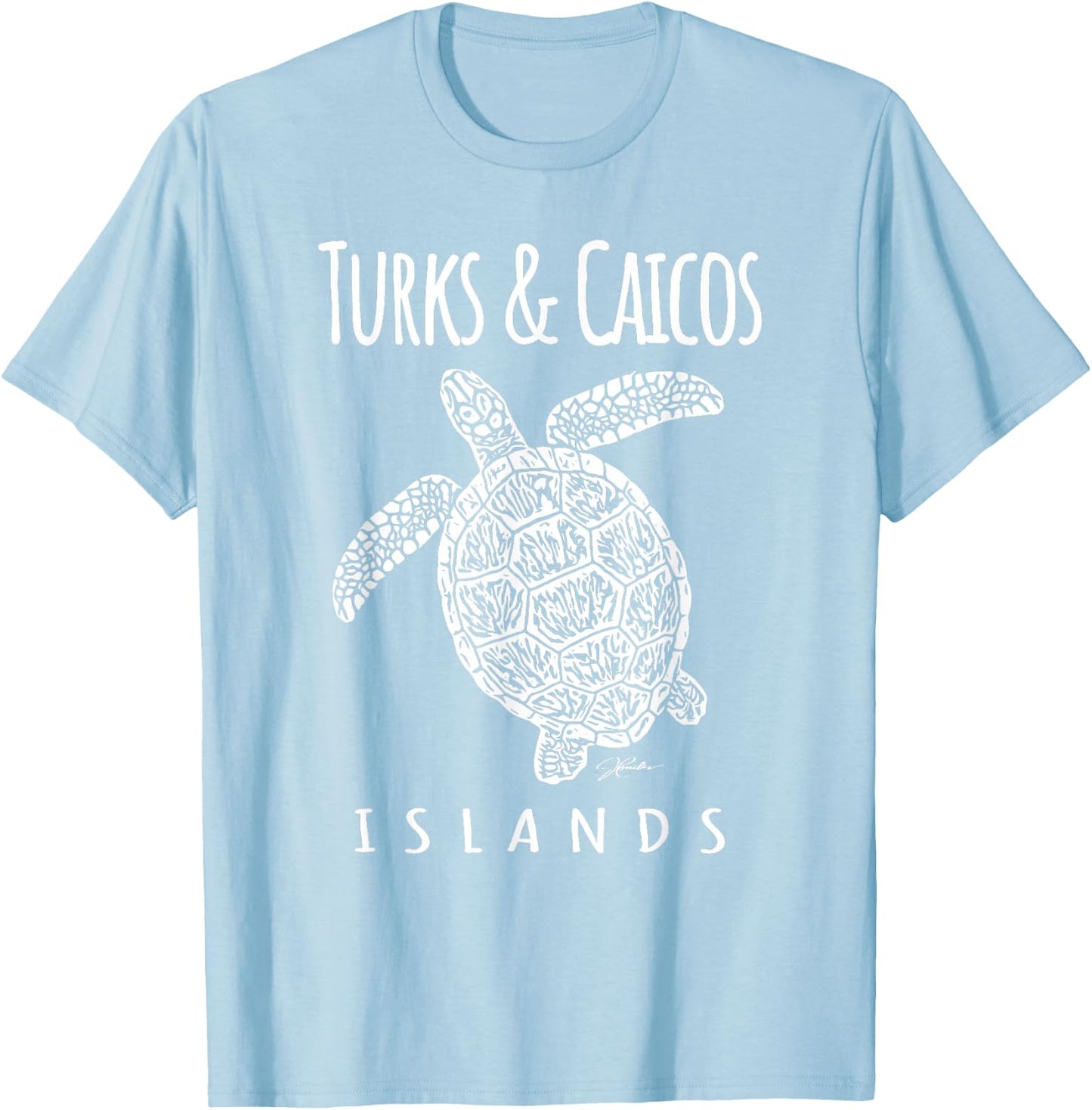 JCombs: Turks & Caicos Islands, Sea Turtle, Beach Women Kids T-Shirt - T-Shirt | Light Blue
