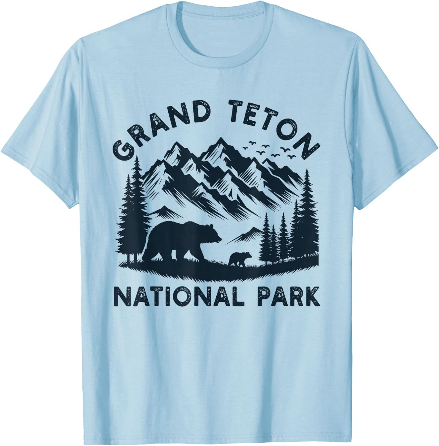 Grand Teton National Park Wyoming Bear Hiking Mountain T-Shirt - T-Shirt | Light Blue