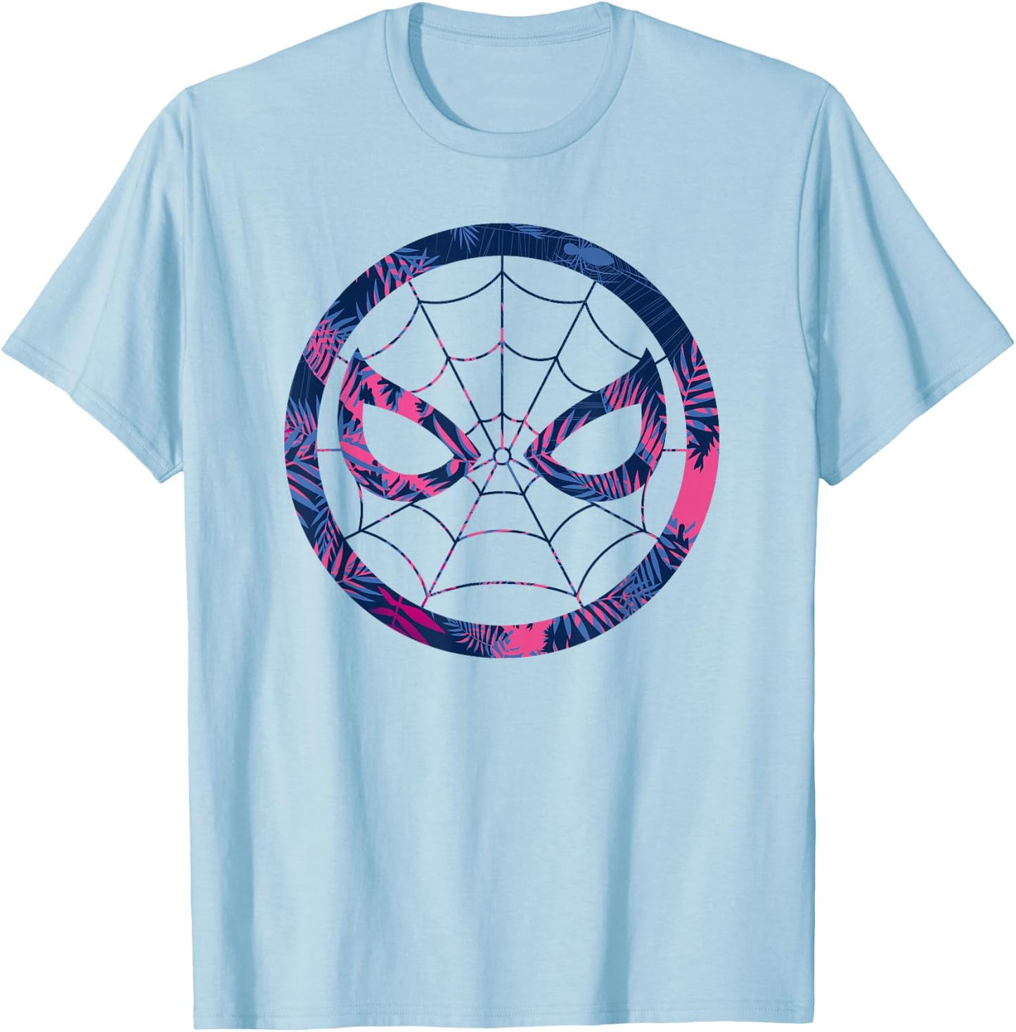Marvel Spider-Man Mask Tropical Print T-Shirt - T-Shirt | Light Blue
