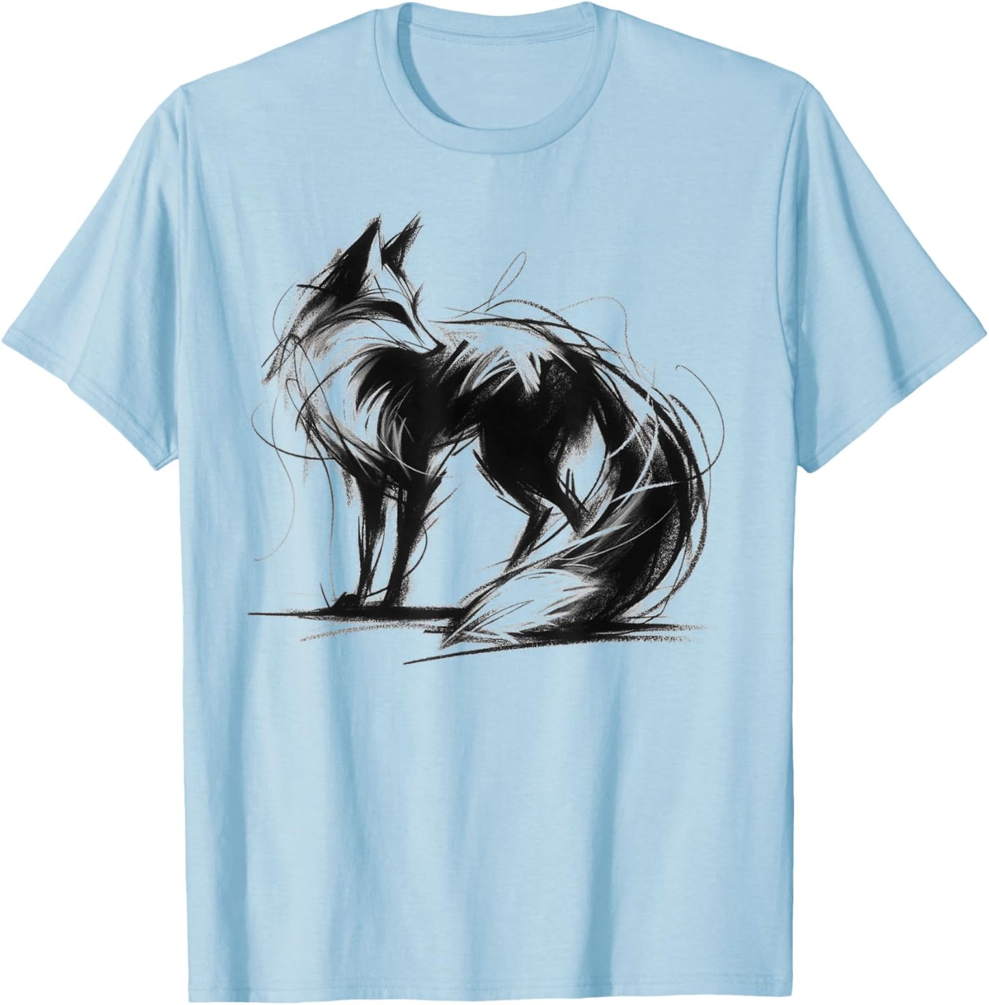 Black Charcoal Fox Animal Lover Vixen Outfit T-Shirt - T-Shirt | Light Blue