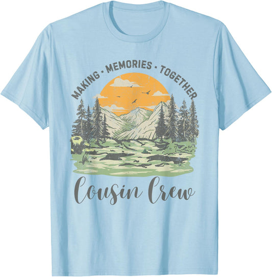 Cousin Crew Adventure Family Camping Vacation 2024 Men Women T-Shirt - T-Shirt | Light Blue