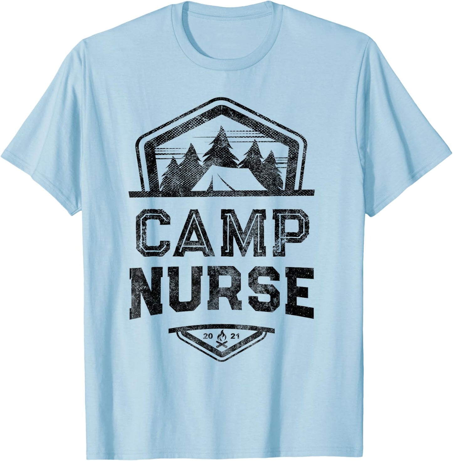 Vintage CAMP NURSE Medical Staff Campground Crew Orange T-Shirt - T-Shirt | Light Blue
