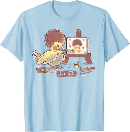 Birb Ross Meme - Yellow Cockatiel Artist Bird T-Shirt - T-Shirt | Light Blue
