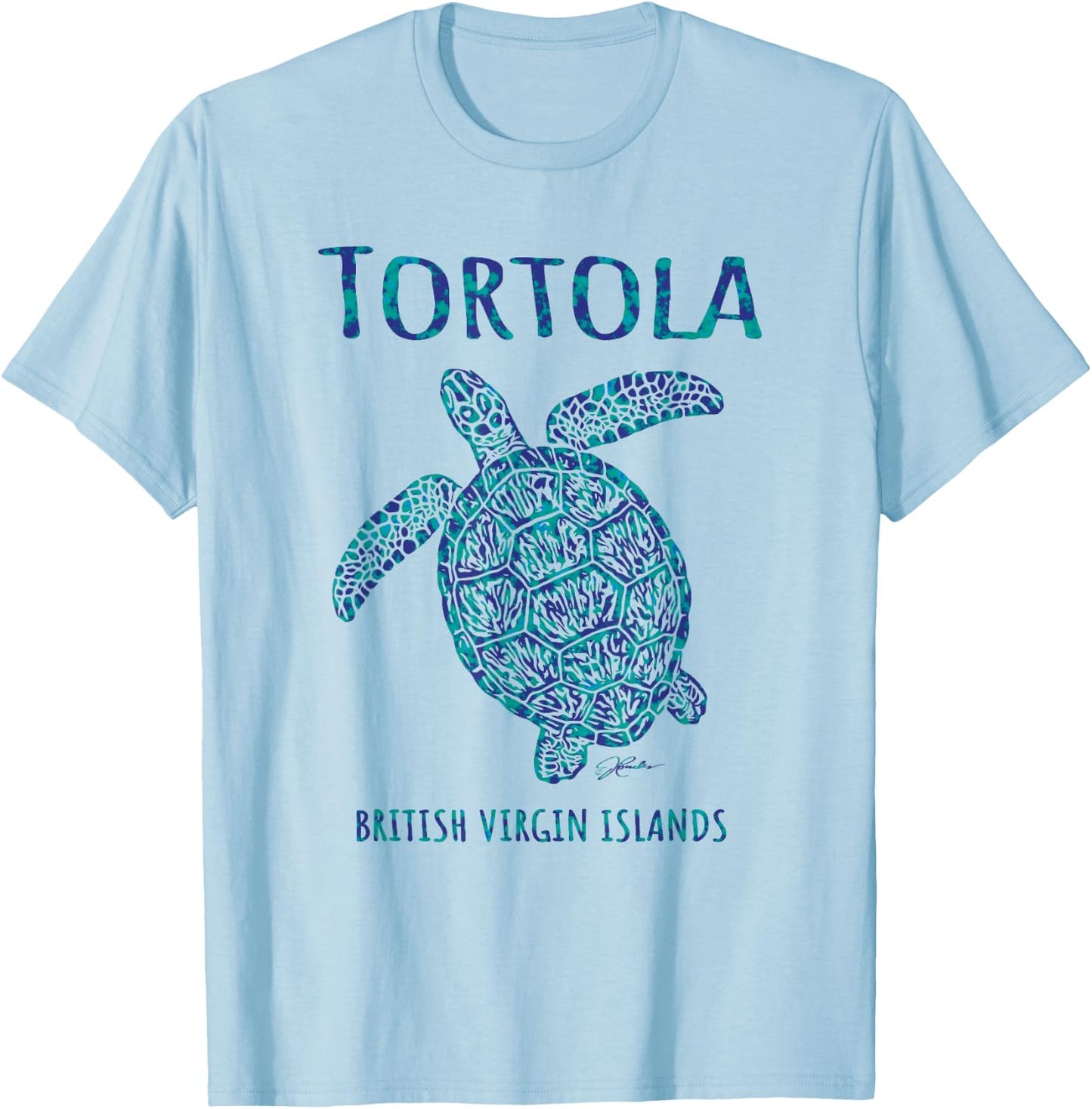 JCombs: Tortola, BVI, Sea Turtle, Beach T-Shirt - T-Shirt | Light Blue