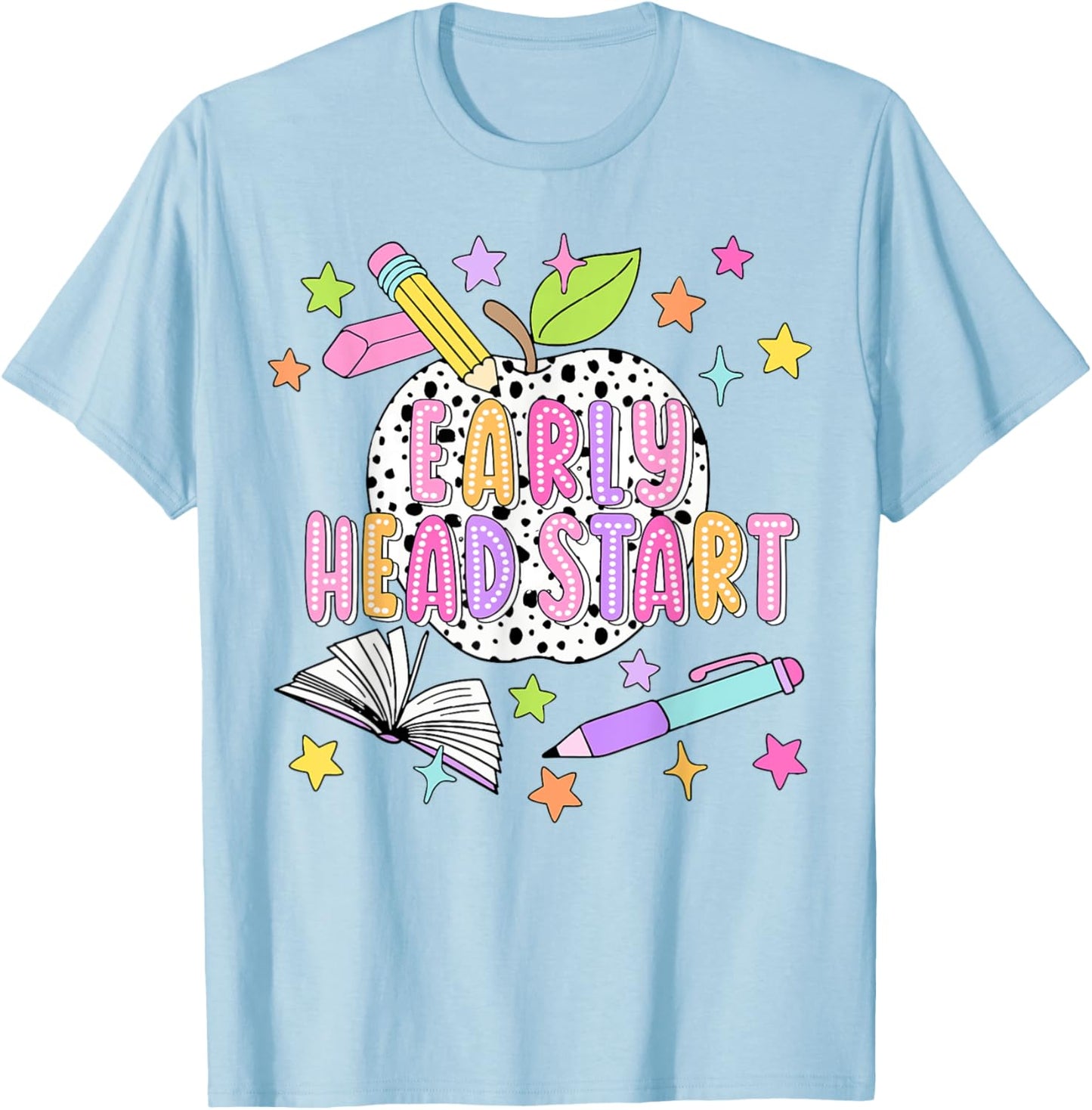 Dalmatian Dots Early Head Start Back To School Teacher Kids T-Shirt - T-Shirt | Light Blue