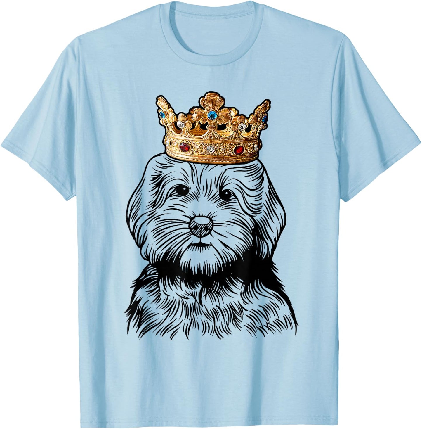 Goldendoodle Dog Wearing Crown T-Shirt - T-Shirt | Light Blue
