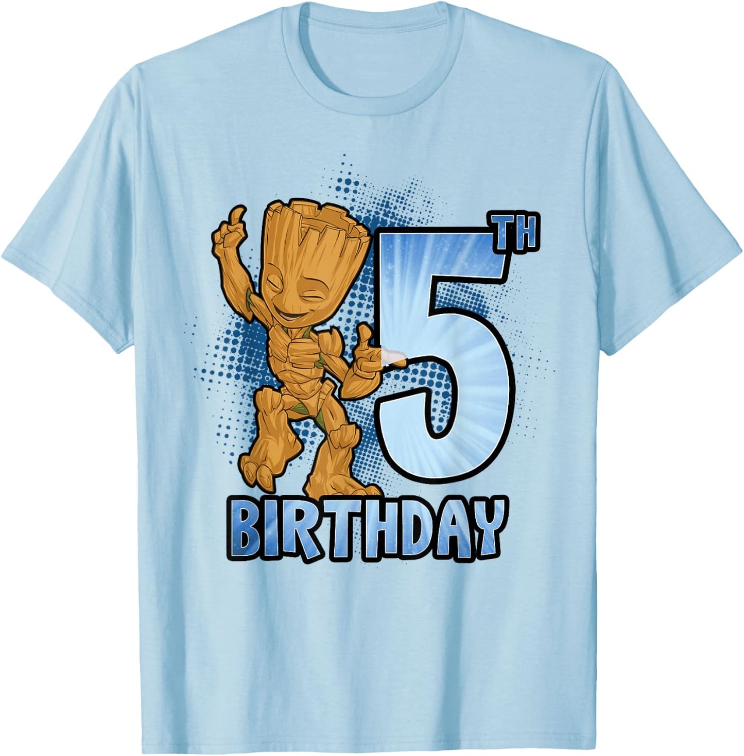 Marvel Guardians of The Galaxy Baby Groot 5th Birthday T-Shirt - T-Shirt | Light Blue