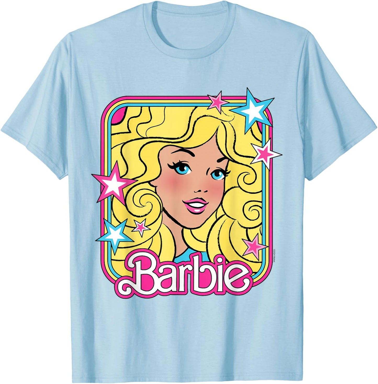 Barbie 70s Portrait with Stars T-Shirt - T-Shirt | Light Blue