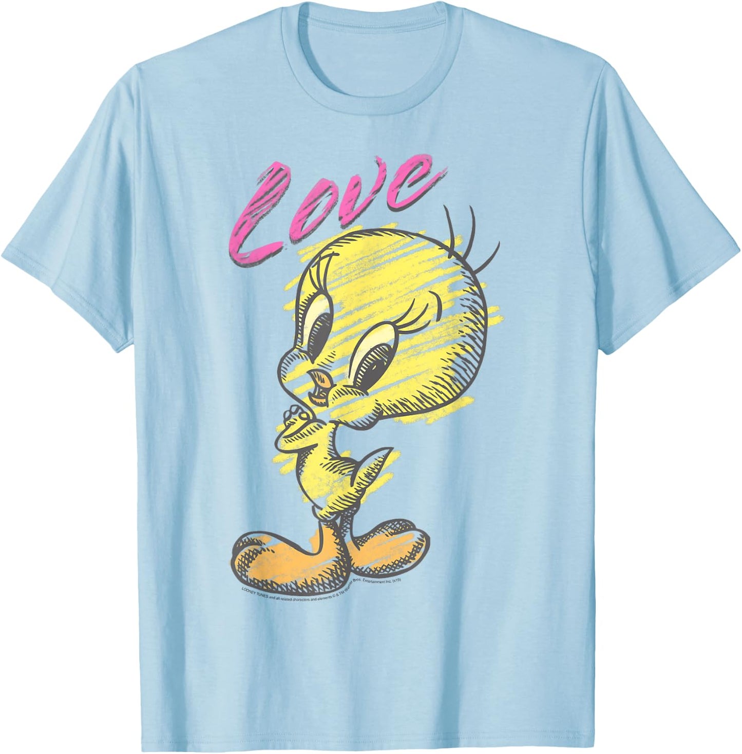 Looney Tunes Tweety Bird Love Sketch T-Shirt - T-Shirt | Light Blue