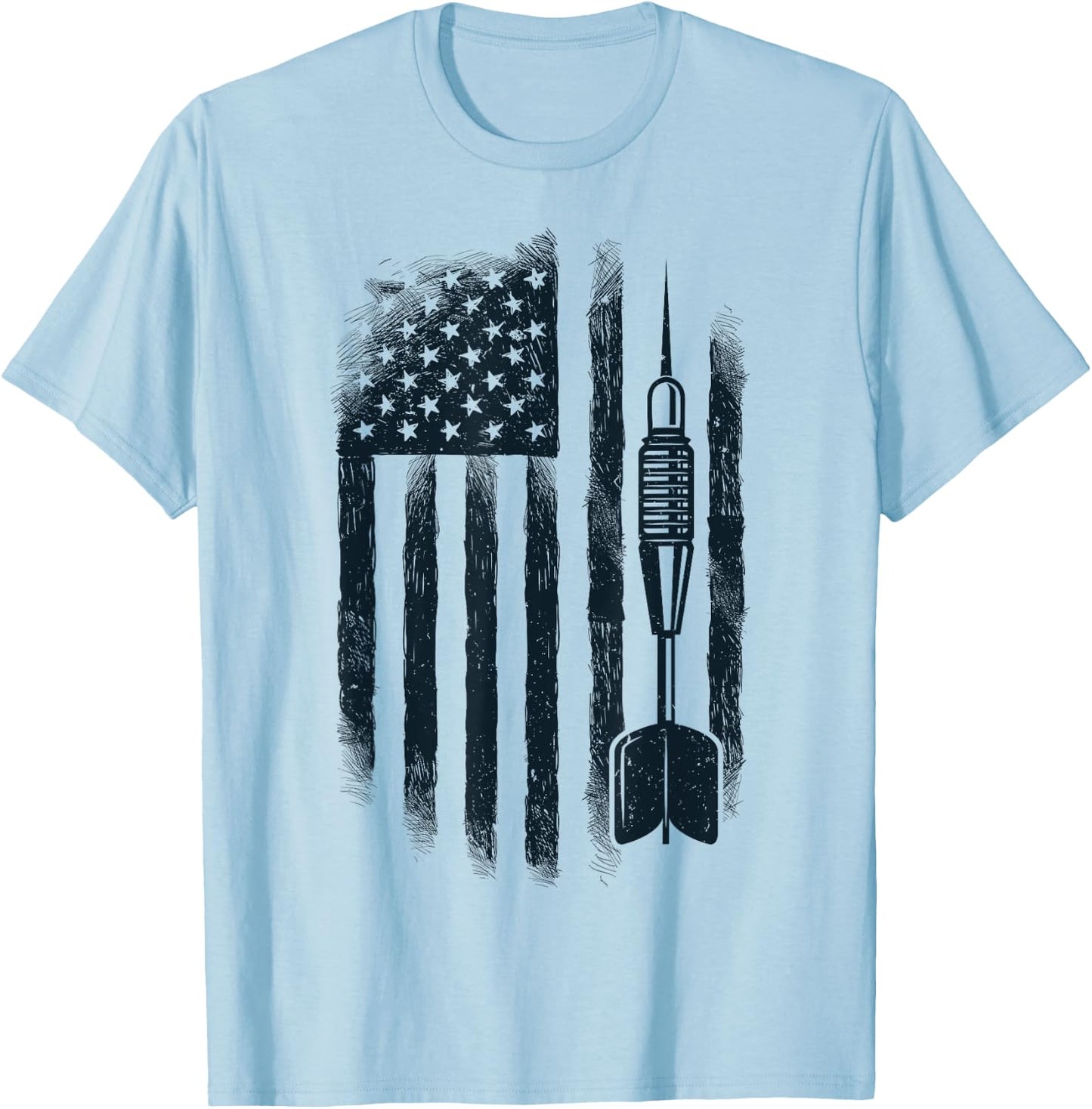 American Flag Darts Player Vintage USA Dart 4th of July Gift T-Shirt - T-Shirt | Light Blue