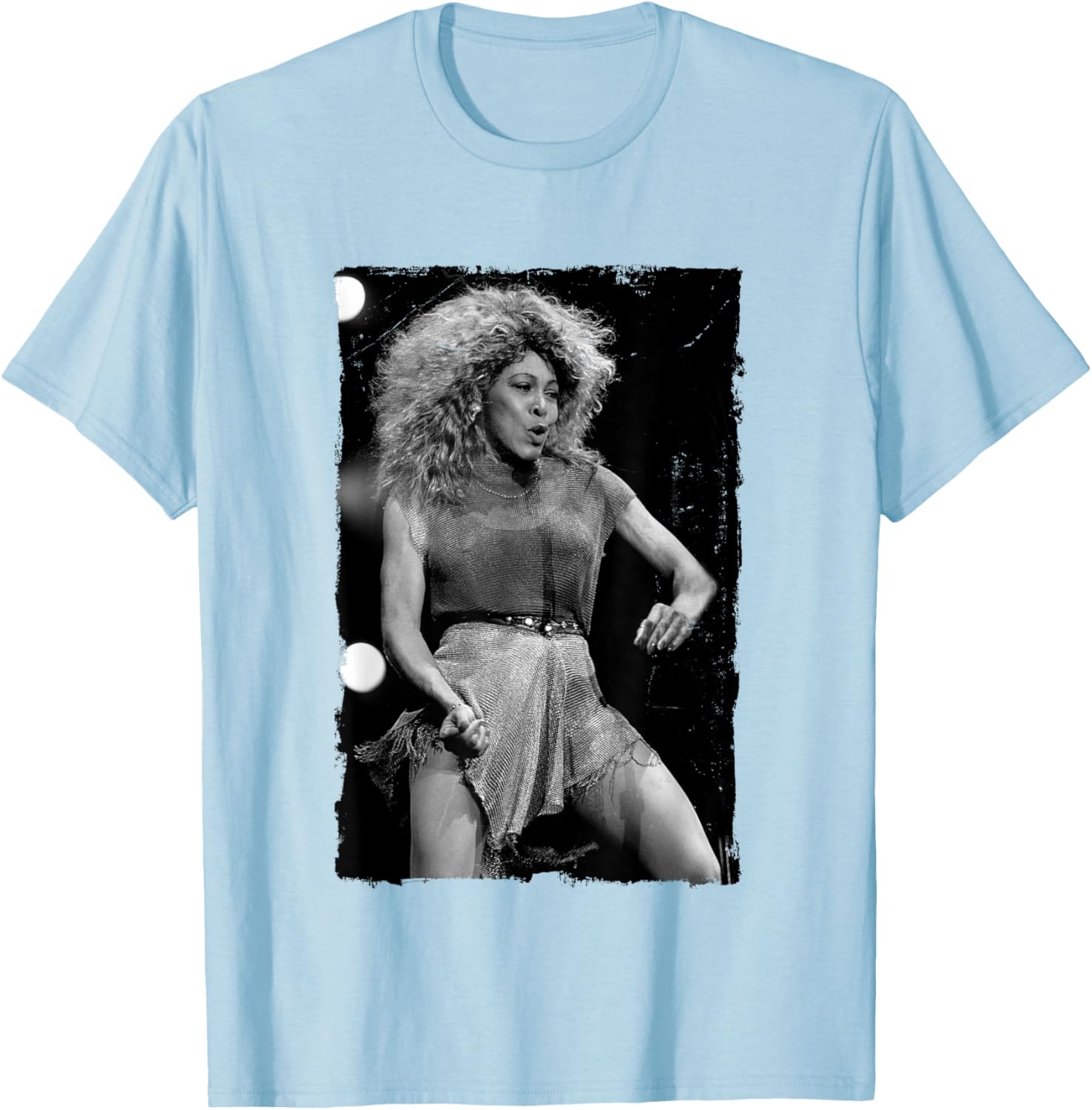 Tina Turner Live On Stage Distress Edge by Stephen Wright T-Shirt - T-Shirt | Light Blue