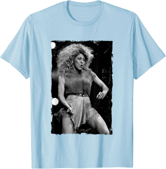 Tina Turner Live On Stage Distress Edge by Stephen Wright T-Shirt - T-Shirt | Light Blue